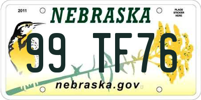 NE license plate 99TF76