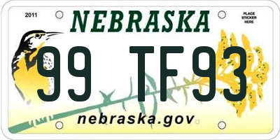 NE license plate 99TF93