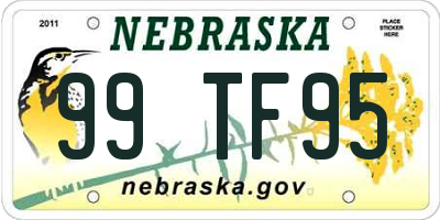 NE license plate 99TF95