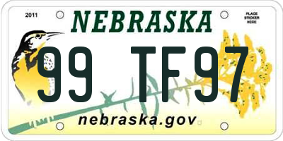 NE license plate 99TF97