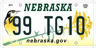 NE license plate 99TG10