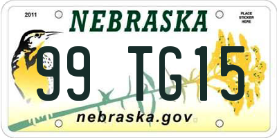 NE license plate 99TG15