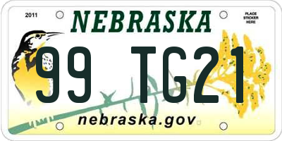 NE license plate 99TG21