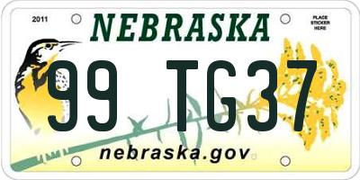 NE license plate 99TG37