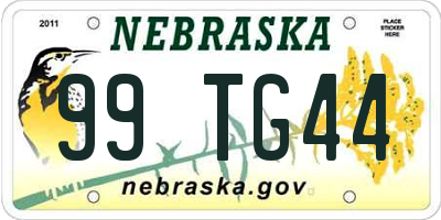 NE license plate 99TG44