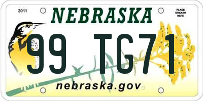 NE license plate 99TG71