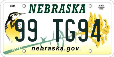 NE license plate 99TG94