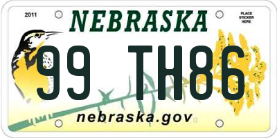 NE license plate 99TH86