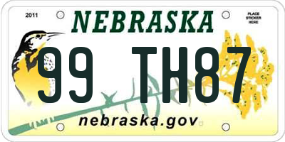 NE license plate 99TH87