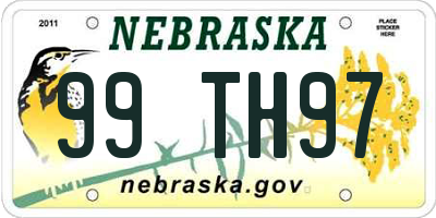 NE license plate 99TH97