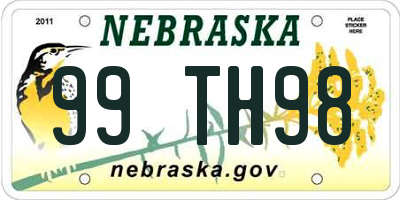 NE license plate 99TH98