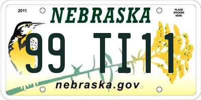 NE license plate 99TI11