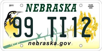 NE license plate 99TI12