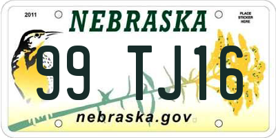 NE license plate 99TJ16