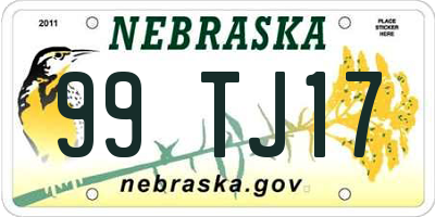 NE license plate 99TJ17