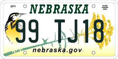 NE license plate 99TJ18