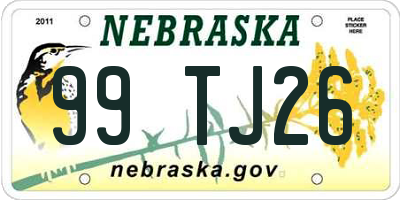 NE license plate 99TJ26