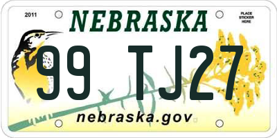 NE license plate 99TJ27