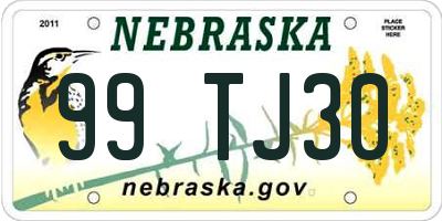 NE license plate 99TJ30