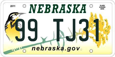 NE license plate 99TJ31