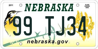 NE license plate 99TJ34