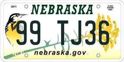 NE license plate 99TJ36