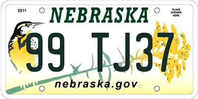 NE license plate 99TJ37