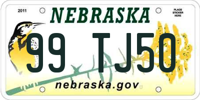 NE license plate 99TJ50