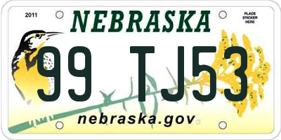 NE license plate 99TJ53