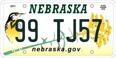 NE license plate 99TJ57