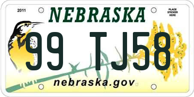 NE license plate 99TJ58