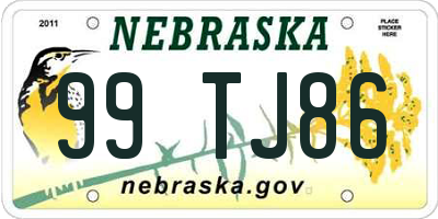 NE license plate 99TJ86