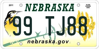 NE license plate 99TJ88