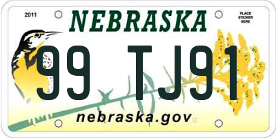 NE license plate 99TJ91