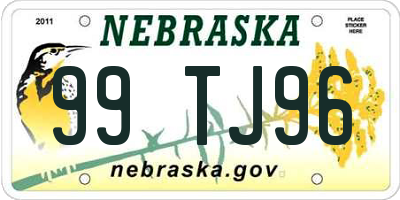 NE license plate 99TJ96