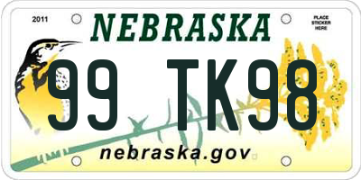 NE license plate 99TK98