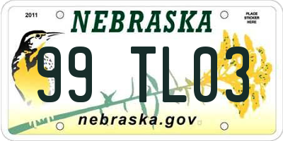 NE license plate 99TL03