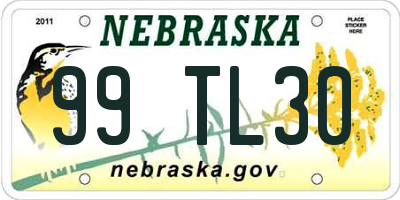 NE license plate 99TL30