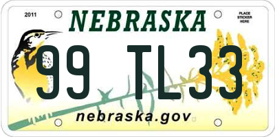 NE license plate 99TL33