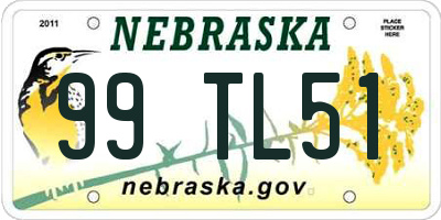 NE license plate 99TL51