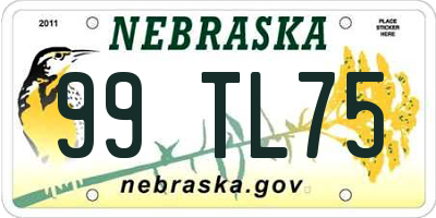 NE license plate 99TL75