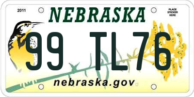 NE license plate 99TL76