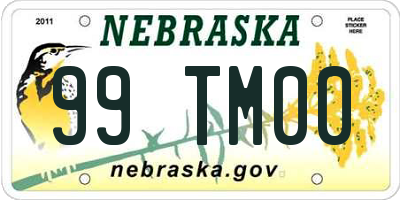 NE license plate 99TM00