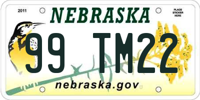 NE license plate 99TM22