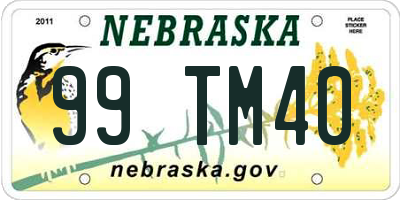 NE license plate 99TM40