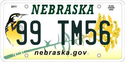 NE license plate 99TM56