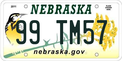 NE license plate 99TM57