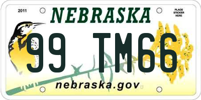 NE license plate 99TM66