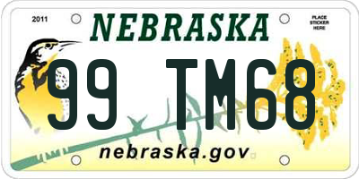 NE license plate 99TM68