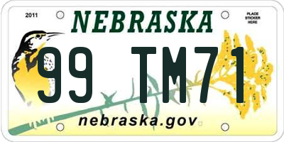 NE license plate 99TM71